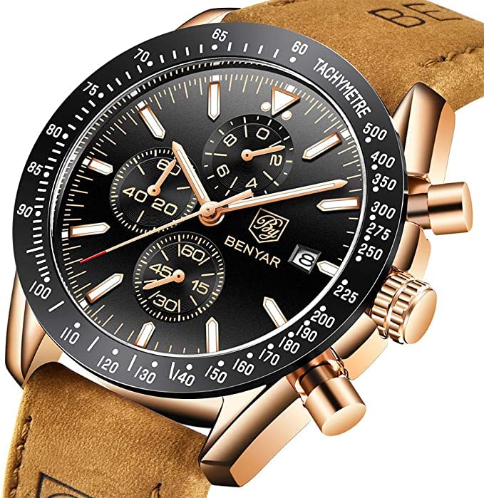 Men's Luxury Chronograph Watch – Business, Casual | Quartz Movement with Date Display | Stylish Wristwatch | Gift for Men