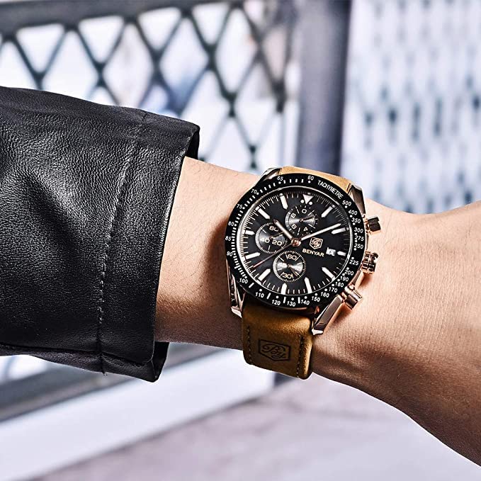 Men's Luxury Chronograph Watch – Business, Casual | Quartz Movement with Date Display | Stylish Wristwatch | Gift for Men