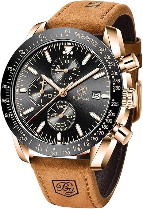 Men's Luxury Chronograph Watch – Business, Casual | Quartz Movement with Date Display | Stylish Wristwatch | Gift for Men