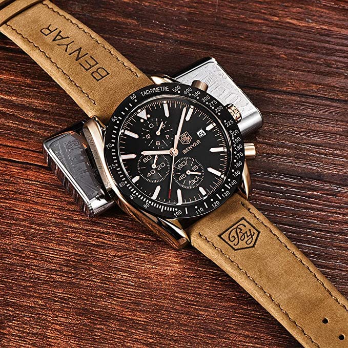 Men's Luxury Chronograph Watch – Business, Casual | Quartz Movement with Date Display | Stylish Wristwatch | Gift for Men