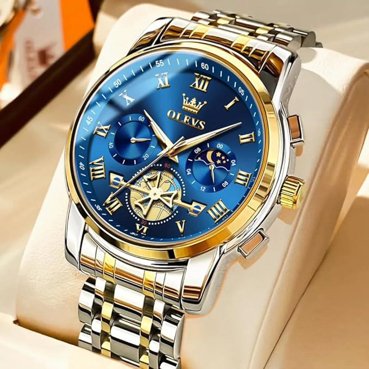 Blue Gold Analog Quartz Watch For Men
