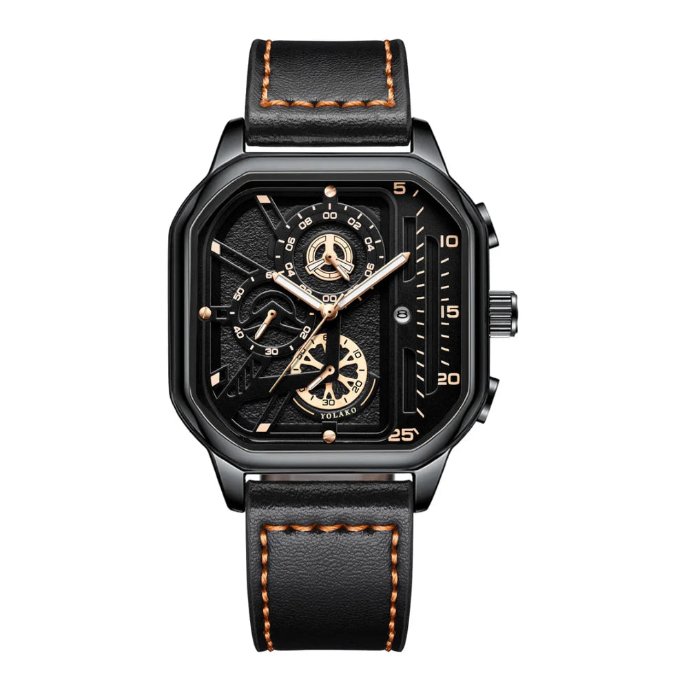 Classic Square Business Sports Quartz Men's Leather Watches
