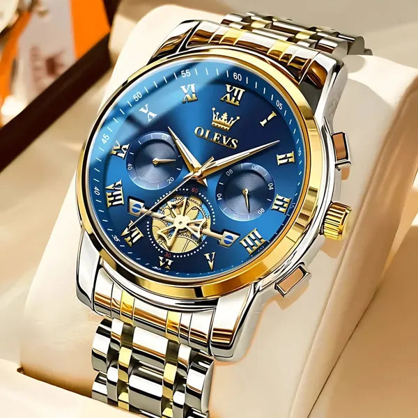 Blue Gold Analog Quartz Watch For Men