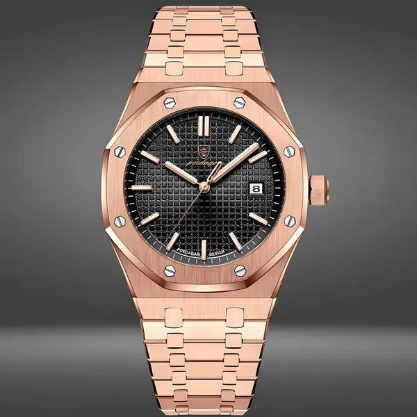 Gold & Black Luxury Quartz Watch For Men