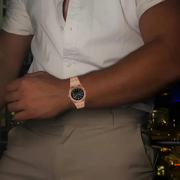 Gold & Black Luxury Quartz Watch For Men