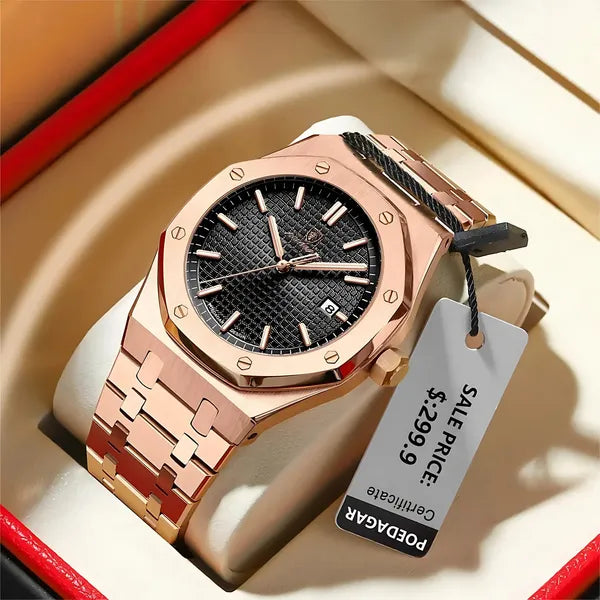 Gold & Black Luxury Quartz Watch For Men