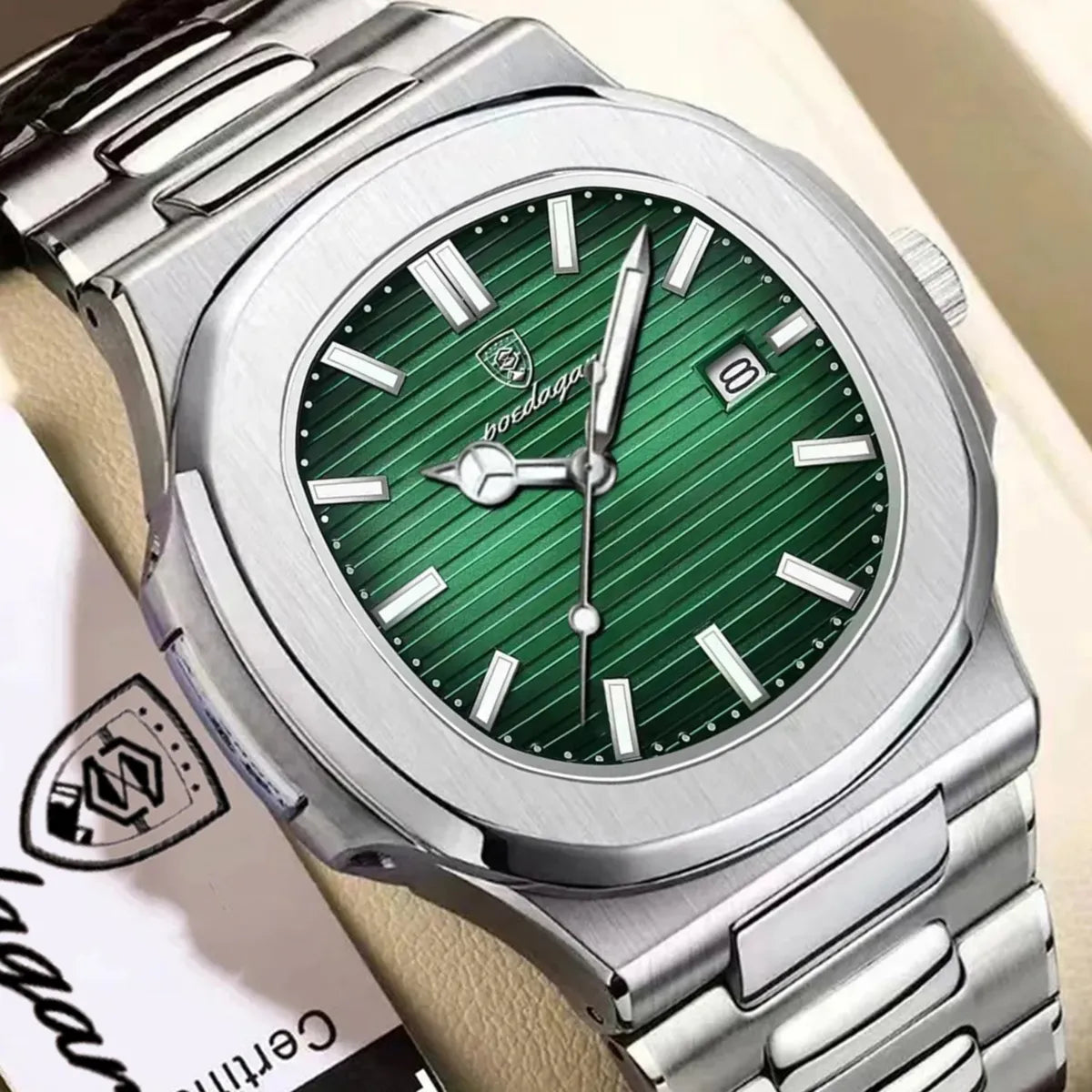Silver & Green Luxury Quartz