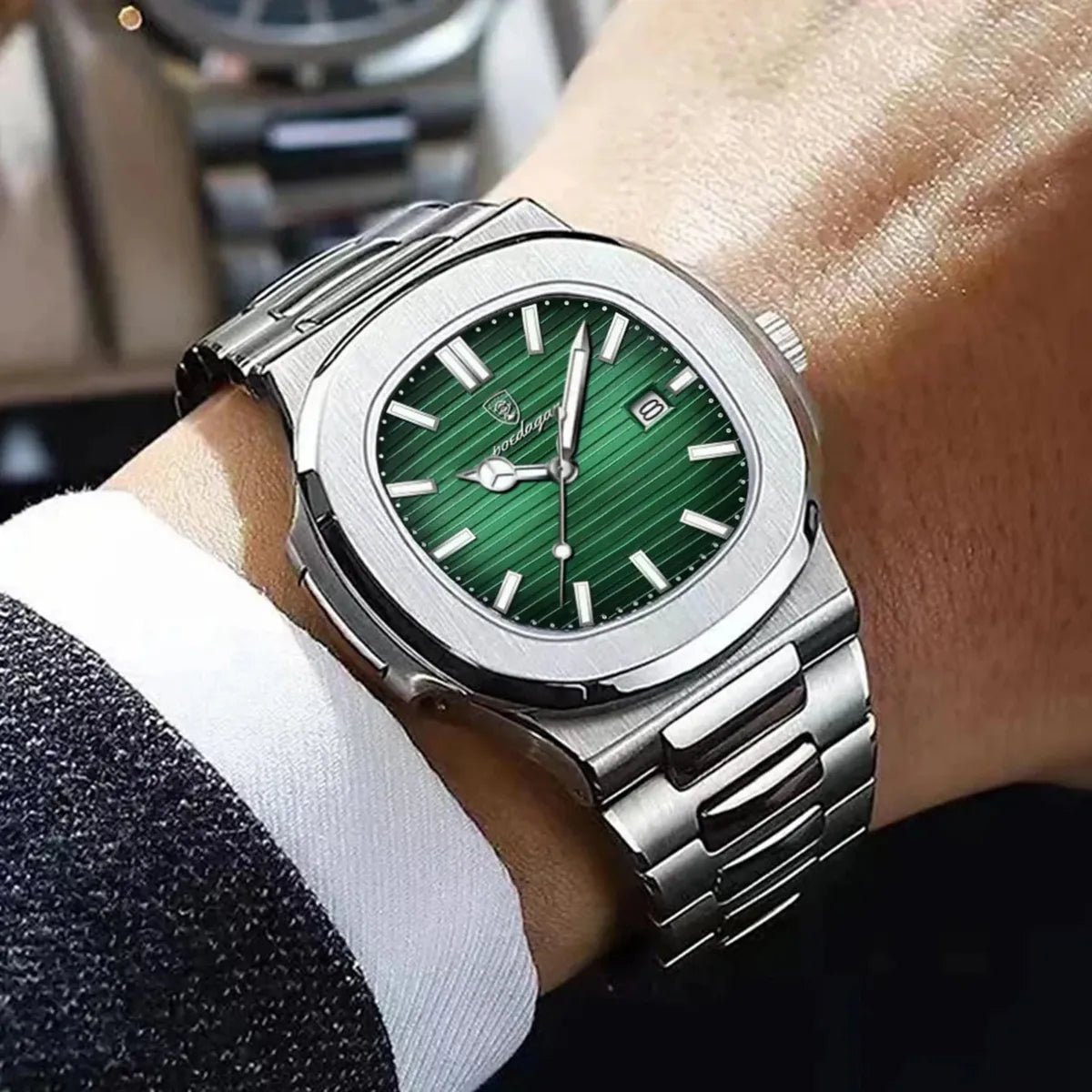 Silver & Green Luxury Quartz