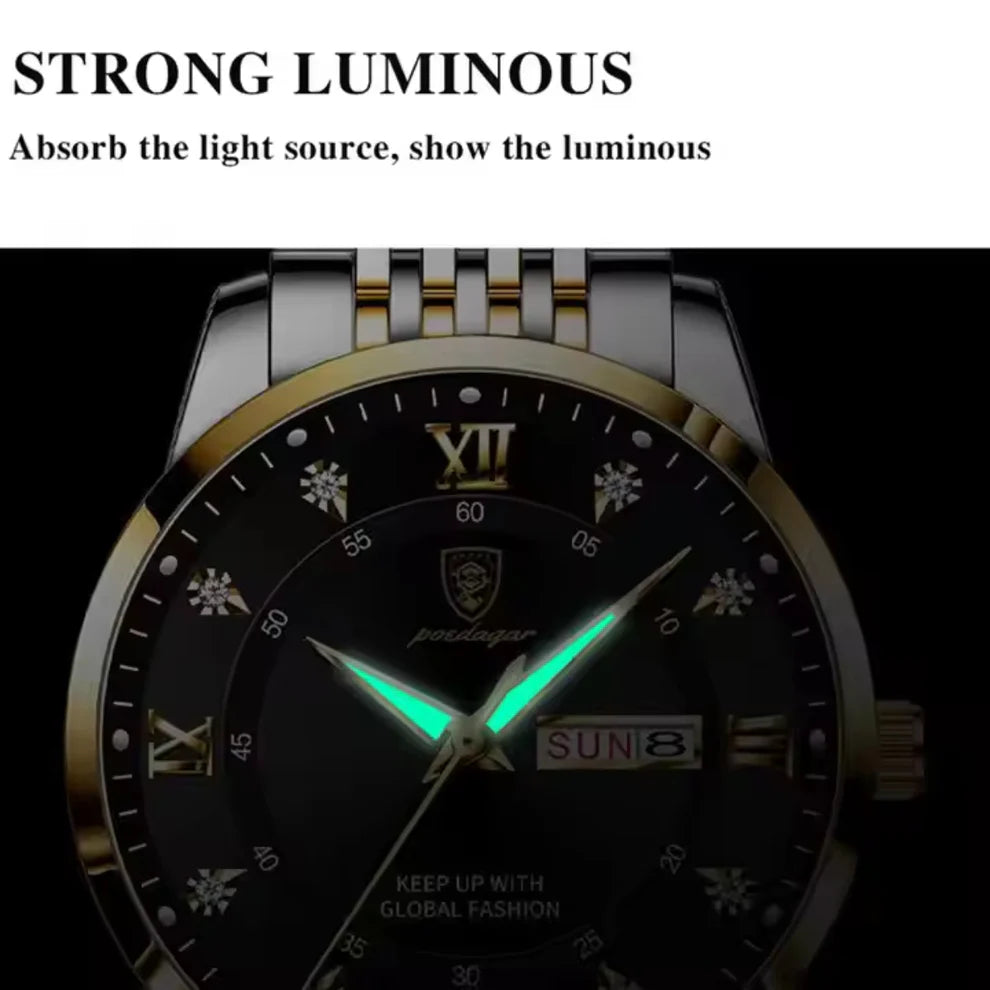 Fashion Business Casual Waterproof Luminous Date Leather Wrist Watches