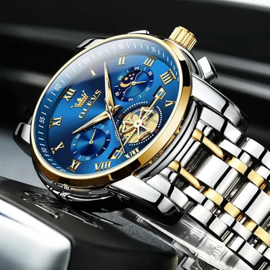 Blue Gold Analog Quartz Watch For Men