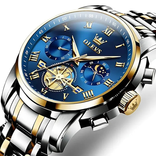Blue Gold Analog Quartz Watch For Men