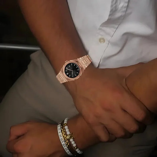 Gold & Black Luxury Quartz Watch For Men