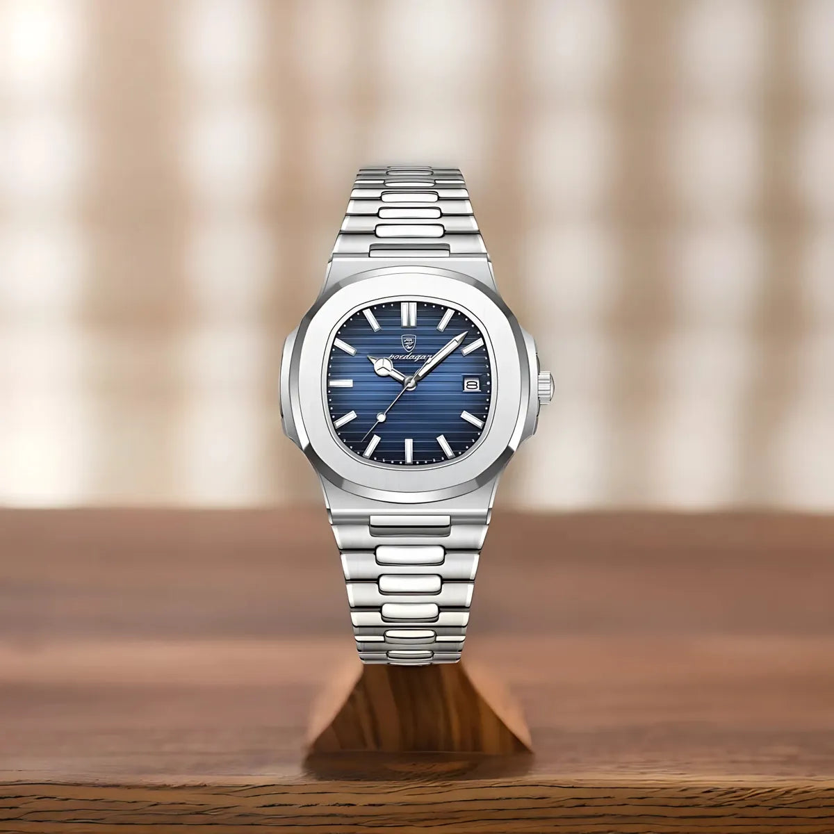 Silver & Blue Luxury Quartz Sports Watch For Men